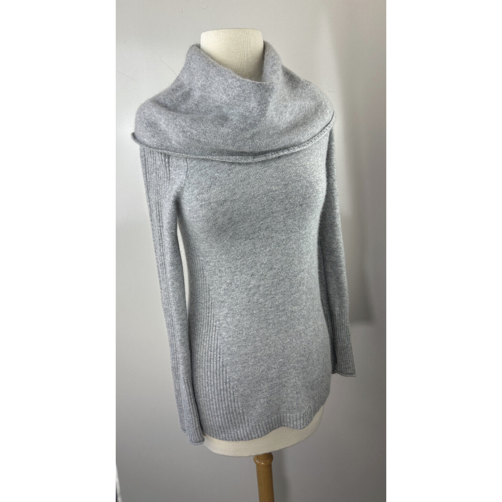 Athleta Cashmere Cascade Sweater Cowl Neck Light Grey Heather Oversized Size XXS - Picture 12 of 12